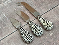 Cheese Knife Set with hand painted handles - White and Black Spotty Design